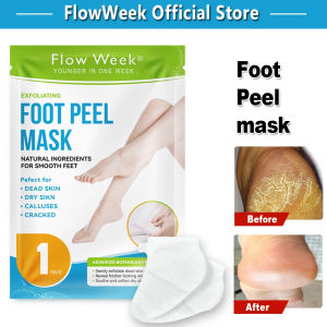 FlowWeek Foot Exfoliation Mask for dry cracked and calloused feet is made with lactic acid extract to exfoliate the skin to gen