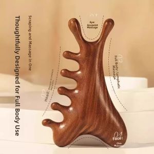 4-In-1 Multi-Functional Sandalwood Comb Scalp Massage Hair Therapy Tool for Face And Eye Care Unblocking Meridians