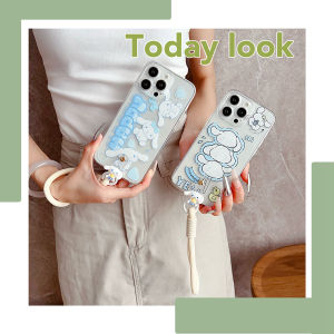 DIMBEPLY Cartoon Cute Cinnamoroll Casing For Xiaomi Poco M6 Pro F3 F4 GT F5 F6 Pro C61 C65 M4 M5 X3 X4 X5 X6 Pro 5G Cute Dog Phone Case with Wrist Strap Transparent TPU Soft Cover