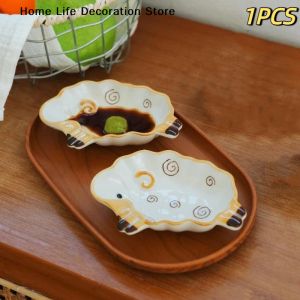 EELHOE | 【H】Cute Alpaca Shaped Dipping Sauce Dish Ceramic Creative Condiment Dish Small Plates Tableware Home Kitchen Supplies