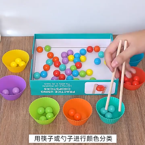 Wooden Clip Beads Toy Montessori Math Toy Rainbow Color Sorting Matching Early Learning Educational Toys For Kids Gift