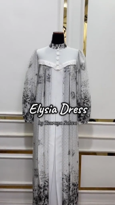 Tsurayaa Salwa - Elysia Dress - Fashion Muslim - Gamis Anti UV Motif - Pakaian Remaja Kekinian