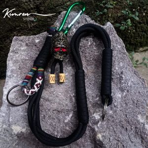 Tali Dompet Pria Keren Paracord Charm Skull Apache Bandul Tengkorak 4 Lapis Rangkap Eige