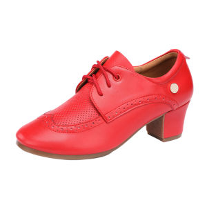 Professional Comfortable Mid-Heel Leather Dance Shoes