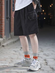 Casual Workwear Shorts Mens Loose Fit Military Green Multi-Pocket Trendy Five-Point Summer Shorts Youth Cotton Blend Fabric