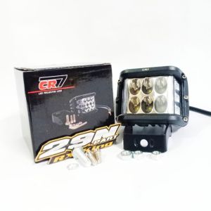 Lampu Tembak Sorot LED CWL Depan Motor Mobil 6 Titik Mata Plus Senja CR7 Universal 36Watt