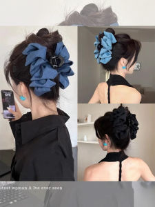 NING ZHOU | Korean Style Ruffled Bow Claw Clip Hair Accessory