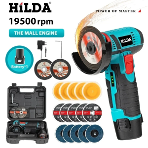 HILDA 12V Miniature Rechargeable Mini Angle Grinder with Battery Cutting Blade Polishing Grinder for Cutting Diamond Cordless