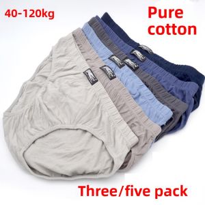 Five Or Three Mens Pure Cotton Briefs Loose Cotton Mens Shorts plus Size Pure Cotton Boys Mid Waist Underwear