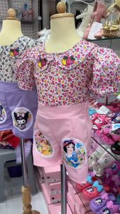 ชุดเซ็ตเสื้อคอบัว กางเกงปักลายน่ารัก สวยสุดสำหรับเด็ก 4-7 ปี