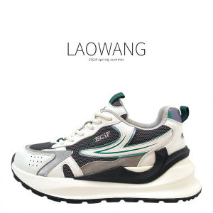 รองเท้าผ้าใบลำลองผู้หญิงหนังแท้ 2024 ฤดูใบไม้ผลิและฤดูร้อนใหม่พื้นหนาระบายอากาศได้ดีรองเท้ากีฬาแบบสวมสบาย