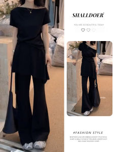 Shalldoer | Slimming Set Black Sleeveless Blouse and Pants