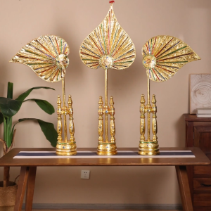 ตาล พัดใบลาน พัดทอง สำหรับกระจก 1 ชุด กระจก 1 กระจก พร้อม 1 ล่าง 1 ล่าง ไม้ วิชนี วีชนี