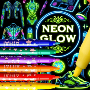 6PCS Colorful Night Glow Highlighter Set – Neon Colors that Shine in the Dark – Perfect for Art Journals Notes Creating