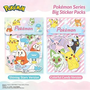 Bandai | 50PCS Genuine Pokemon Stickers Anime Pikachu Charizard Eevee Doodles Decorative Decal Phone Bottles Scrapbook Waterproof