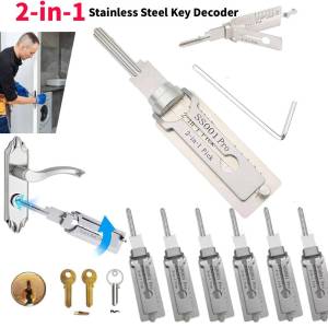 ANENG | 2-in-1 SS001 Stainless Steel Key Decoder Portable Precision Hook And Pickup Hand Tool O-ring Pickup Kit Lock Decoder Repair Tool