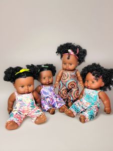 30cm Realistic Cute Black Doll African Skin Vinyl Toy with Curling Hair Soothing Childrens Dolls Lifelike Vinyl Dolls