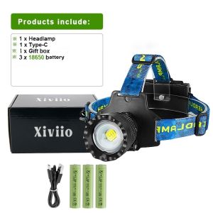 990000000LM High Power LED Headlamp Long-range Spotlight Head Flashlight 3 Modes Dimmable Rechargeable Outdoor Fishing Lantern