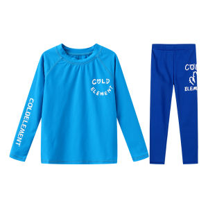 COLDELEMENT | Childrens Long Sleeve Swimming Suit Set Fluorescent Color Dive Suit Sun Protection Separate Design Boys Girls Casual Surfwear