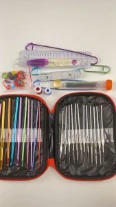 22 pcs Alloy Crochet Stainless Steel Hooks with Leather Pouch