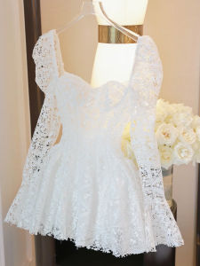 White Lace Embroidery Elegant Stylish High-end Feel Autumn Women Dress