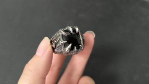 Vintage Viking Dragon Claw Stone Ring For Men Boy Stainless Steel Punk Rock Nordic Style Rings Fashion Jewelry Gift Dropshipping