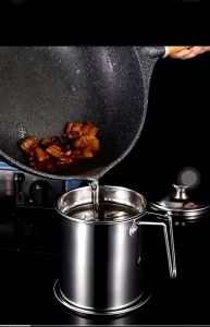 ถ้วยกรองน้ำมัน 1.3Lหม้อกรองน้ำมัน พร้อมตะแกรงกรอง มีฝาปิดและที่จับ หม้อกรองน้ํามันสแตนเลส  304แท้ ทนต่อความร้อ