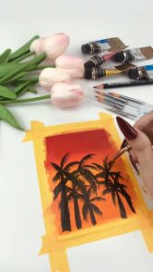 Cọ vẽ nước sợi Nylon đầu Round thân pha lê trong suốt dễ thương