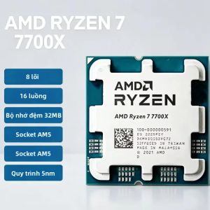 AMD | Bộ Xử Lý AMD Ryzen 7 7700X 8 Nhân - Phiên Bản Không Kèm Quạt Tản Nhiệt - Socket AM5 - 5nm Zen4 - Giá Trị Đa Luồng Cao Dành Cho Máy Tính Làm Việc Và Giải Trí