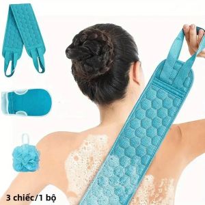 Bộ 3 Miếng Tẩy Tế Bào Chết Toàn Thân - Găng Tay Tắm & Bọt Biển Tắm Loofah Để Làm Sạch Sâu Và Trẻ Hóa