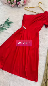 MyDu Shop | MS 2393 Đầm Dự Tiệc – Thun Xòe Lệch Vai Form Dáng Quyến Rũ