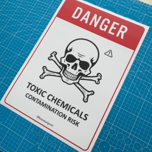 Danger Toxic Chemicals Contamination Risk. Premium Sticker. Warning Danger. Sign Label Notice Signage. Laminated Waterproof Scratch Resistant. Suitable for Indoor and Outdoor.