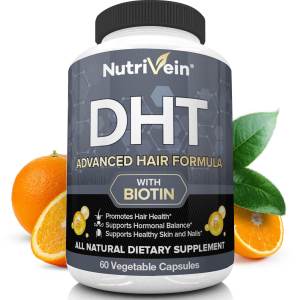 Nutrivein DHT Blocker with Biotin for Beards Suitable for Men and Women Hair Care Formula Promotes Hair Growth