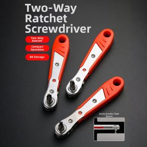 Reversible Ratchet Magnetic Screwdriver Set Angle and Straight Tips