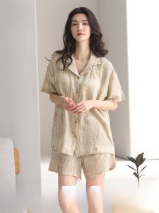MiiOW | Pure Cotton Sleepwear Set With Chest Pad Womens Summer Home Clothes Large Size Ladies Can Wear Outdoors Short Sleeve