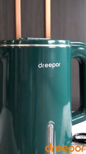 Dreepor Cerek elektrik 2L keluli tahan karat pemanasan cepat Double Layer Anti Scalding air cerek hijau