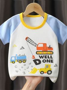 Áo Thun Tay Ngắn Trẻ Em Bằng Cotton Nguyên Chất Mùa Hè 2024 Phong Cách Mới Cho Bé Trai Và Bé Gái Chất Liệu Cotton Thoải Mái Thoáng Khí