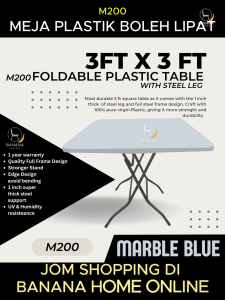 SQUARE FOLDABLE PLASTIC TABLE 3FT X 3FT M200 ( RED / MARBLE BLUE / BROWN ) / MEJA PLASTIK BOLEH LIPAT