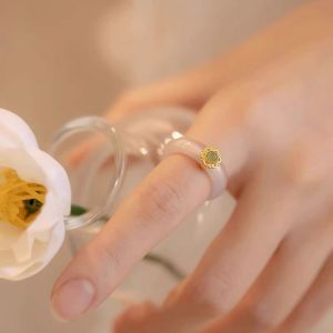 Elegant White Agate Ring for Women Recommended Unique Design Simulated Jewelry Fashionable Versatile Hand Accessory