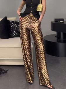 High Waist Wide Leg Pants Draped Luxury Leopard Print Summer Fashion Individual Personality Unique Style plus Size Womens Jeans