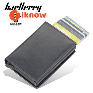 I know Baellerry mens anti aluminum box card bag European and American retro multi card position elastic card clipbuckle sleeve