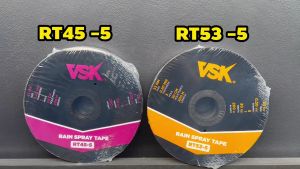เทปน้ำพุ่ง VSK RT53-5 ขนาด 53มม.(1") RT45 ขนาด45มม.(3/4") ระยะห่าง30ซม. 5รู ยาว 200เมตร RT63 ขนาด63มม.(1") RT81 ขนาด81มม.(1½")หนา0.2มม. 5รู ยาว100เมตรเต็ม ประกัน 7 วัน