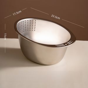 Chậu Rửa Rau Củ Bằng Thép Không Gỉ 304 Chậu Rửa Gạo Onlycook Chậu Thoát Nước Chậu Đựng Rau Thanh Gắp Thức Ăn Khay Đựng Thức Ăn