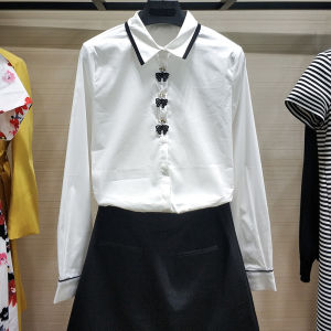 Seasonal Versatile Slim White Polo-collar Long-sleeved Formal Shirt