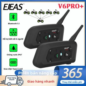EJEAS V6 PRO+ Tai Nghe Bluetooth Dành Cho Xe Máy Tai Nghe Liên Lạc Nội Bộ 850mAh MOTO Bộ Liên Lạc IP65 Chống Nước Với Chức Năng Giảm Tiếng Ồn Cho 6 Người Lái