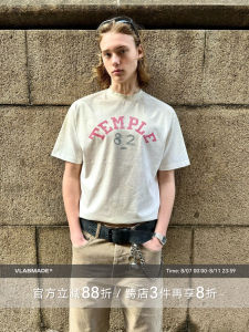 เสื้อยืดแขนสั้นทรงสลิมฟิต VLABMADE ทรงย้อนยุคแบบมีรอยยับ สวมใส่สบาย ระบายอากาศได้ดี สำหรับผู้ชาย