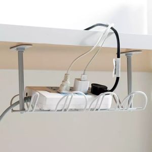 Cable Management Tray Organizer Wire Cord Power Charger Plugs Multi-Purpose Under Table Storage Rack