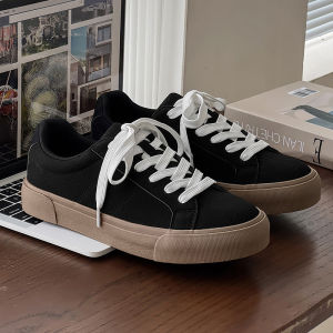 Retro American Matte Leather Canvas Skate Shoes for Men Korean Harajuku Style Student Casual Sports Board Shoes