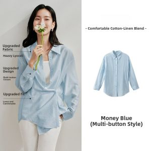 INMAN | Lyocell Light Blue Womens Long Sleeve Shirt Set