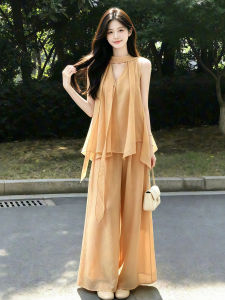 HUAYILING | Orange Summer Womens Outfit Two Pieces
